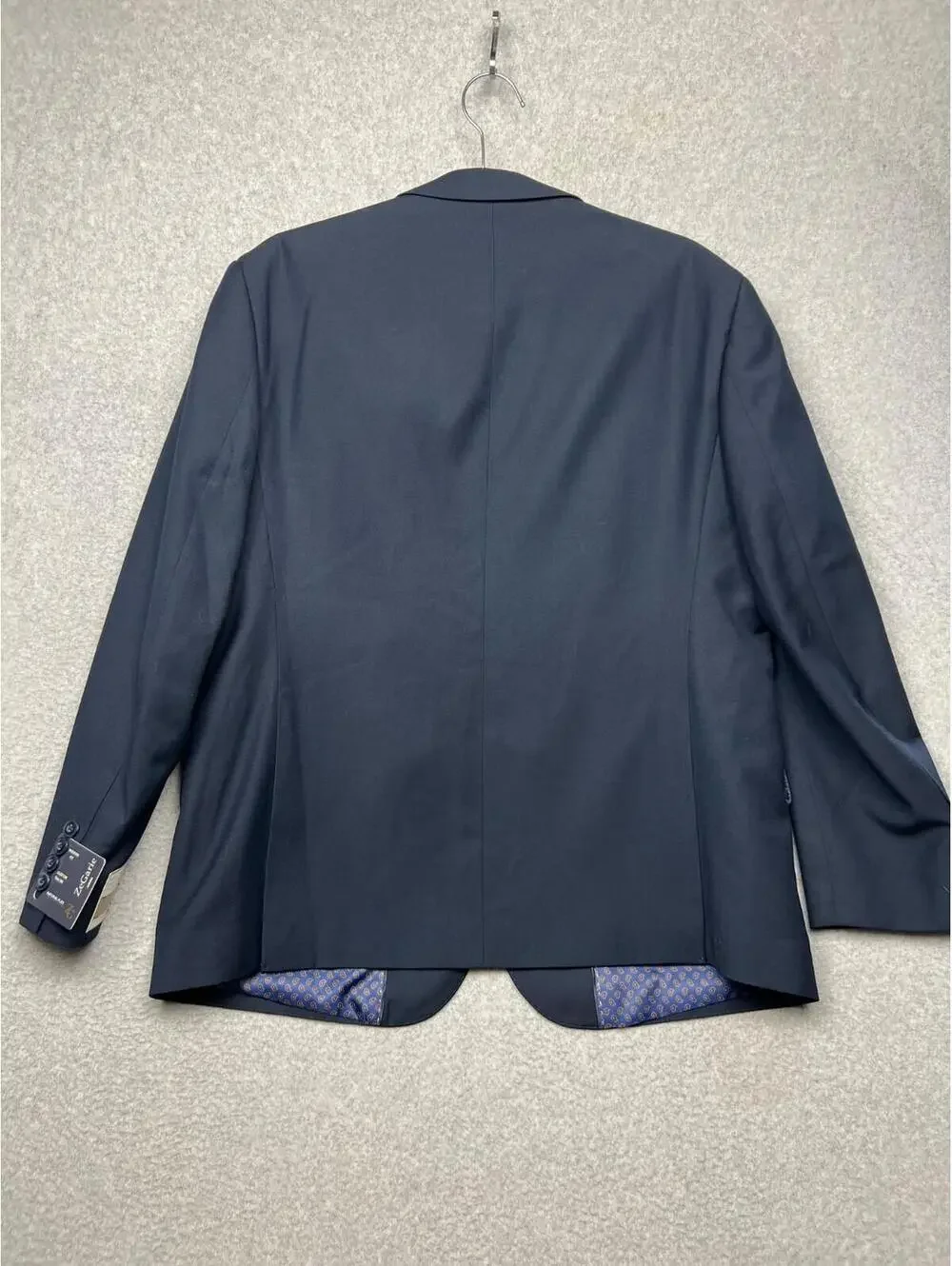 Zegarie 3 Piece 150S Wool Sport Blazer Suit Set 44S /38 Pants Modern Fit Navy